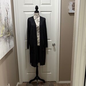 Faded Glory Black Long Open Front Cardigan